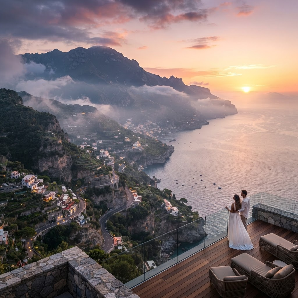 A traveler taking in an extraordinary panoramic landscape on a curated luxury journey